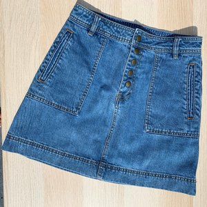 Free People Button Down Denim Skirt